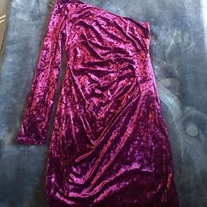 Eliza J one shoulder crushed velvet dress